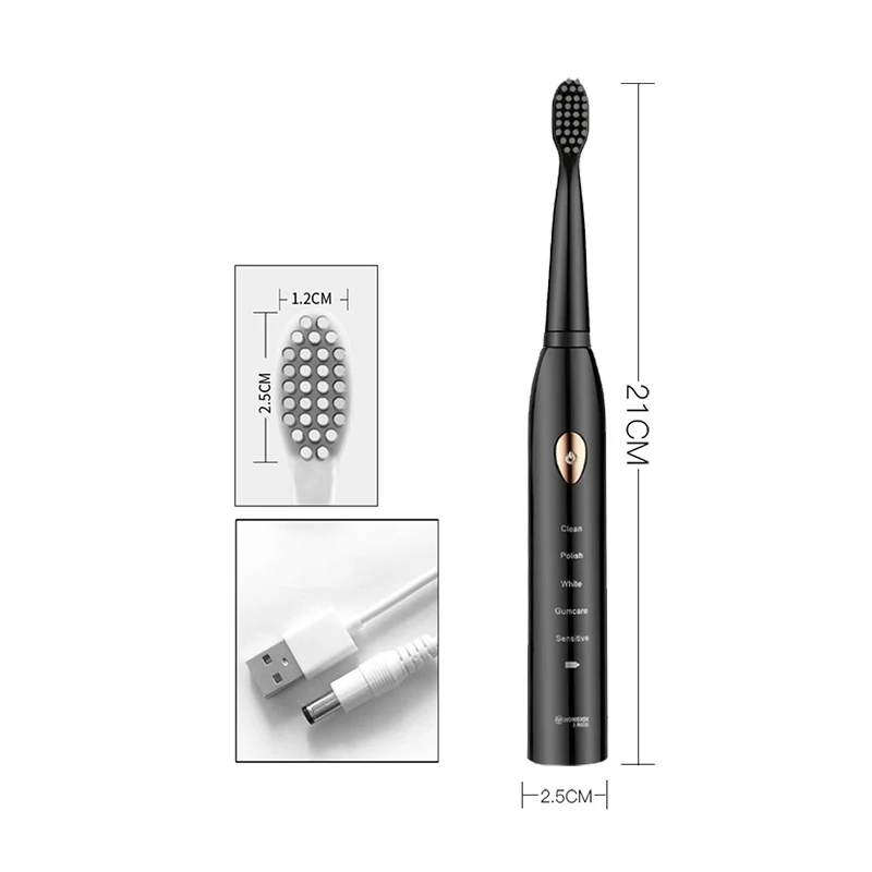 Xiaomi Sonic Electric Toothbrush 5-gear Modes USB Charging IPX7 Waterproof Ultrasonic Rechargeable Soft Hair Adult Toothbrush