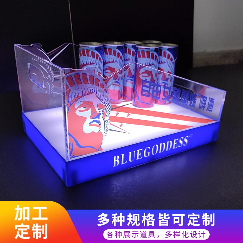 

Customized acrylic transparent waterproof ice bucket, cocktail wine whiskey beer bucket bar KTV luminous shelf