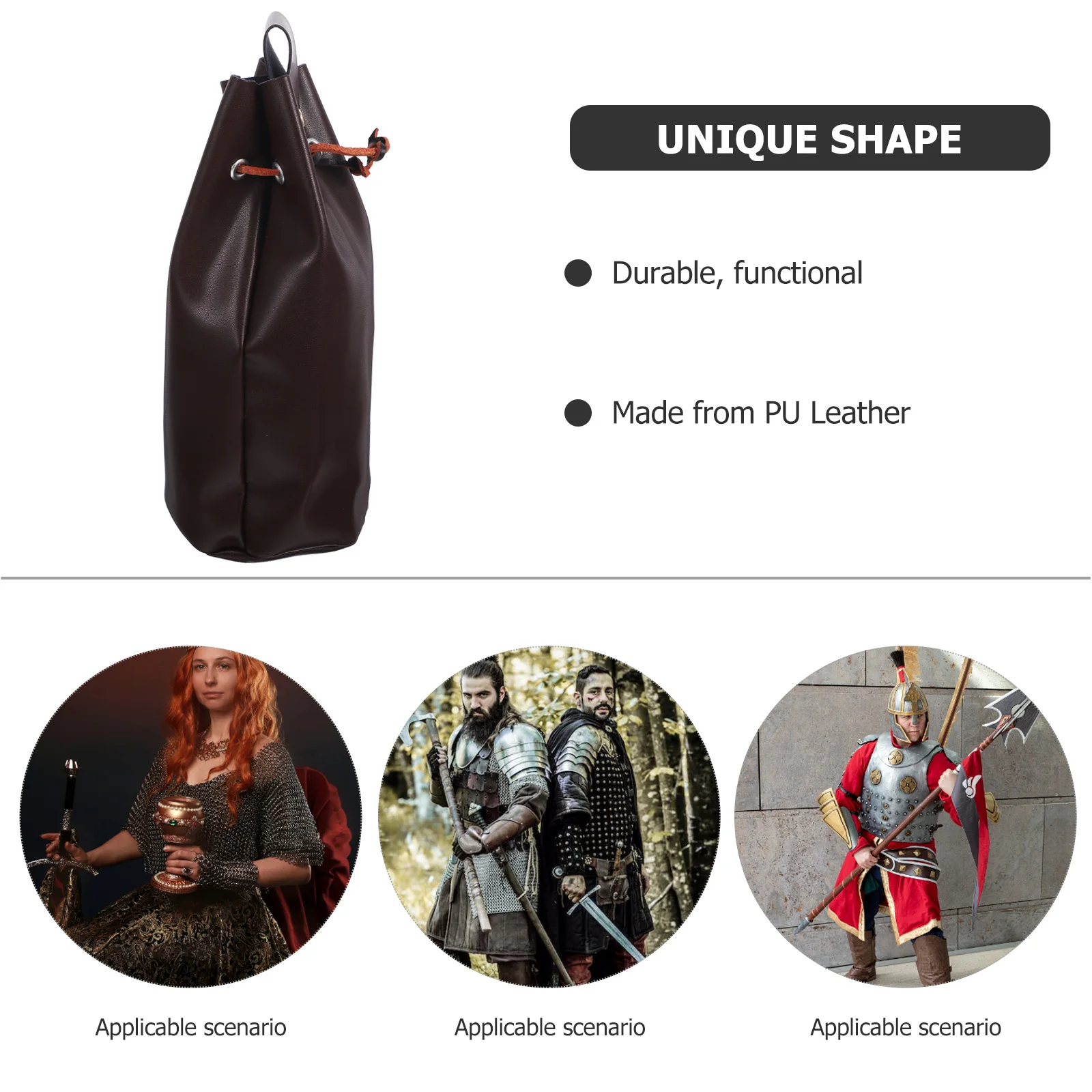 Borsa in vita medievale con coulisse Borsa portatile vintage retrò in PU Borsa per cosplay medievale rinascimentale