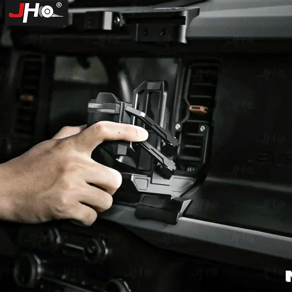JHO Front Air Vent Water Cup Holder Support for Ford Bronco 2023 2024 2025 Heavy Duty Adapter Oversized Tumblers & Mugs