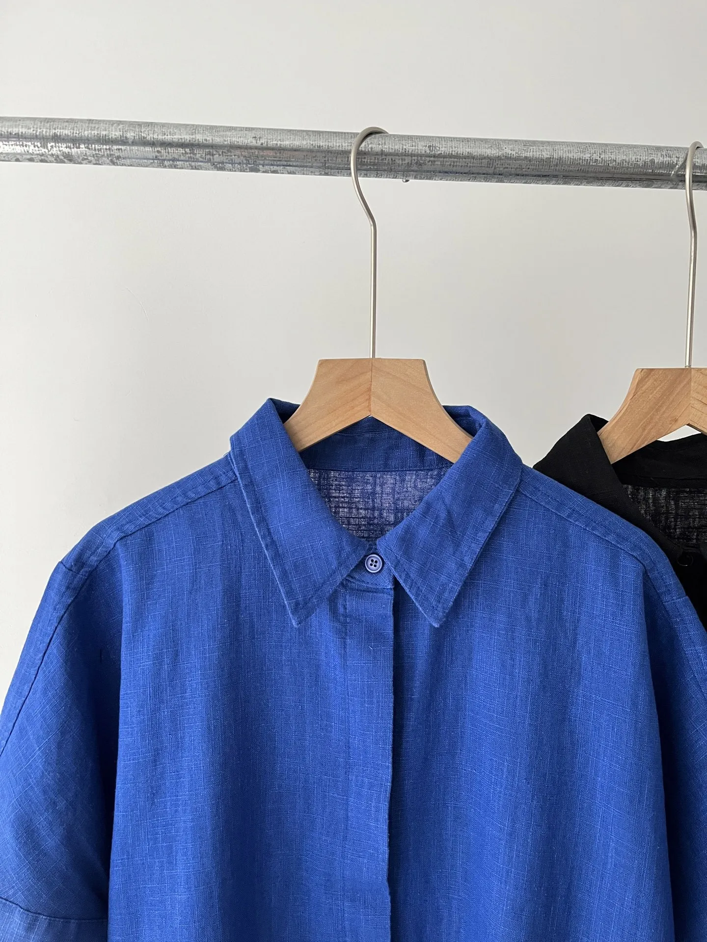 Damska lniana długa sukienka koszulowa na co dzień, lato 011-0625