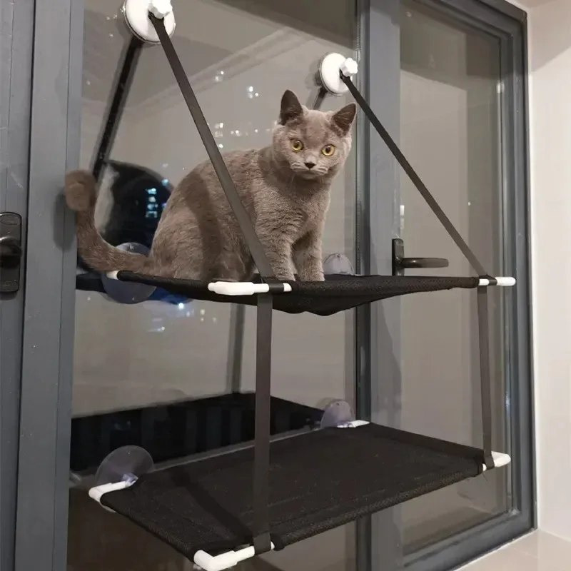 

Гамак для кошек на присоске, удобные гамаки для кошек на подоконнике, летние дышащие сетчатые одинарные/двойные подвесные кровати, аксессуары для домашних животных