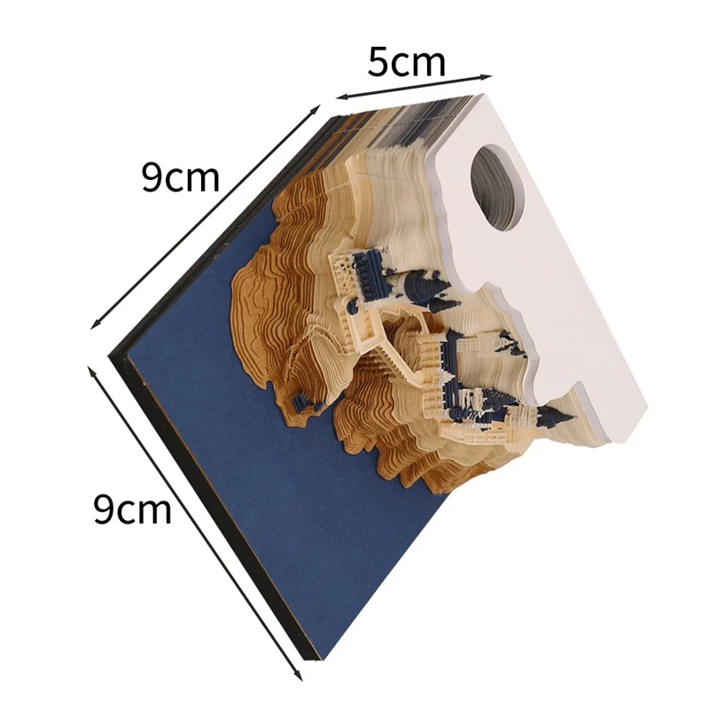 Castelo Note Paper Com Luzes, 3D Notepad, Calendário, Papelaria Acessórios, Presente, 2024, 1 Pc