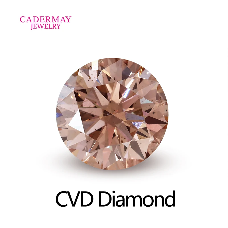 In Stock GEMID Certificate CVD Pink Diamond 1.523ct SI1 Fancy Brownish Pink Round Shape Lab Grown Diamond For Jewelry Making