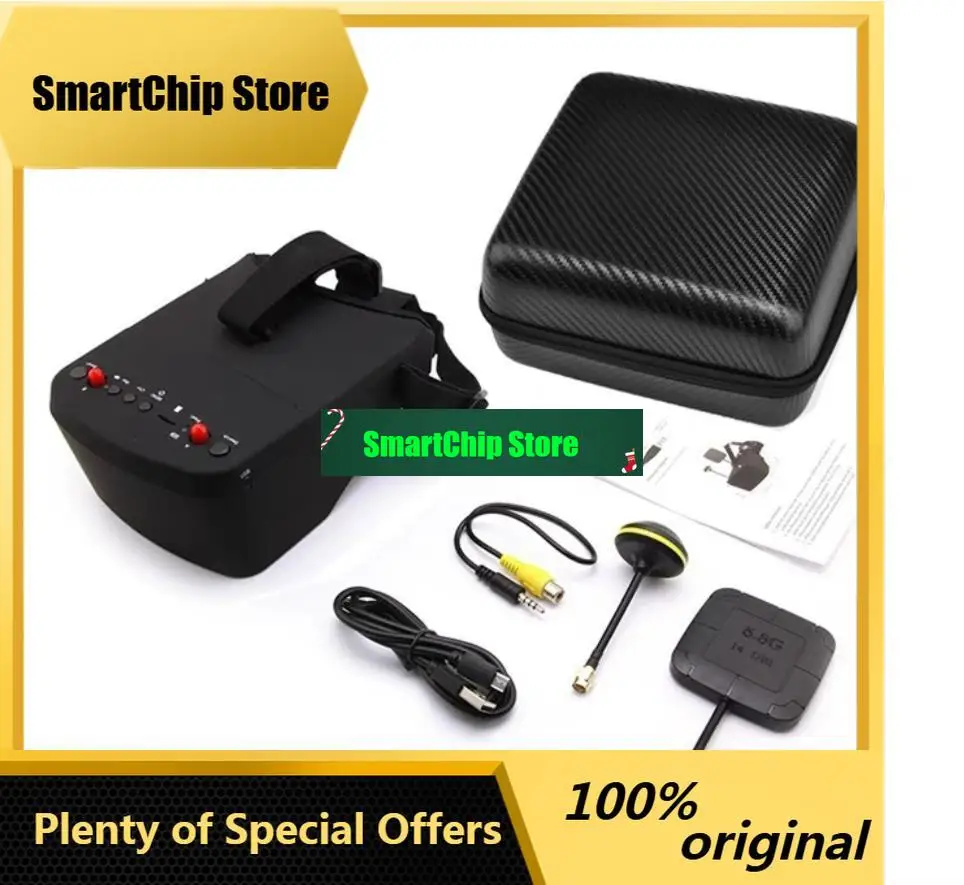 SmCp5.8G 40CH 5 Inch 800*480 Video Headset HD DVR Diversity FPV EV800D Goggles With Battery For RC Model RC FPV Drone