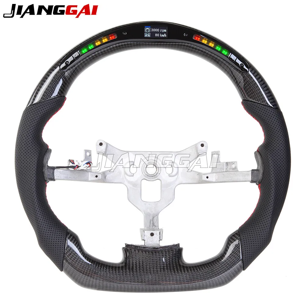 

Carbon Fiber Sport LED Steering Wheel Fit Chevrolet Corvette C6 2007-2013 Flat Bottom Perforated Leather Steering Wheel