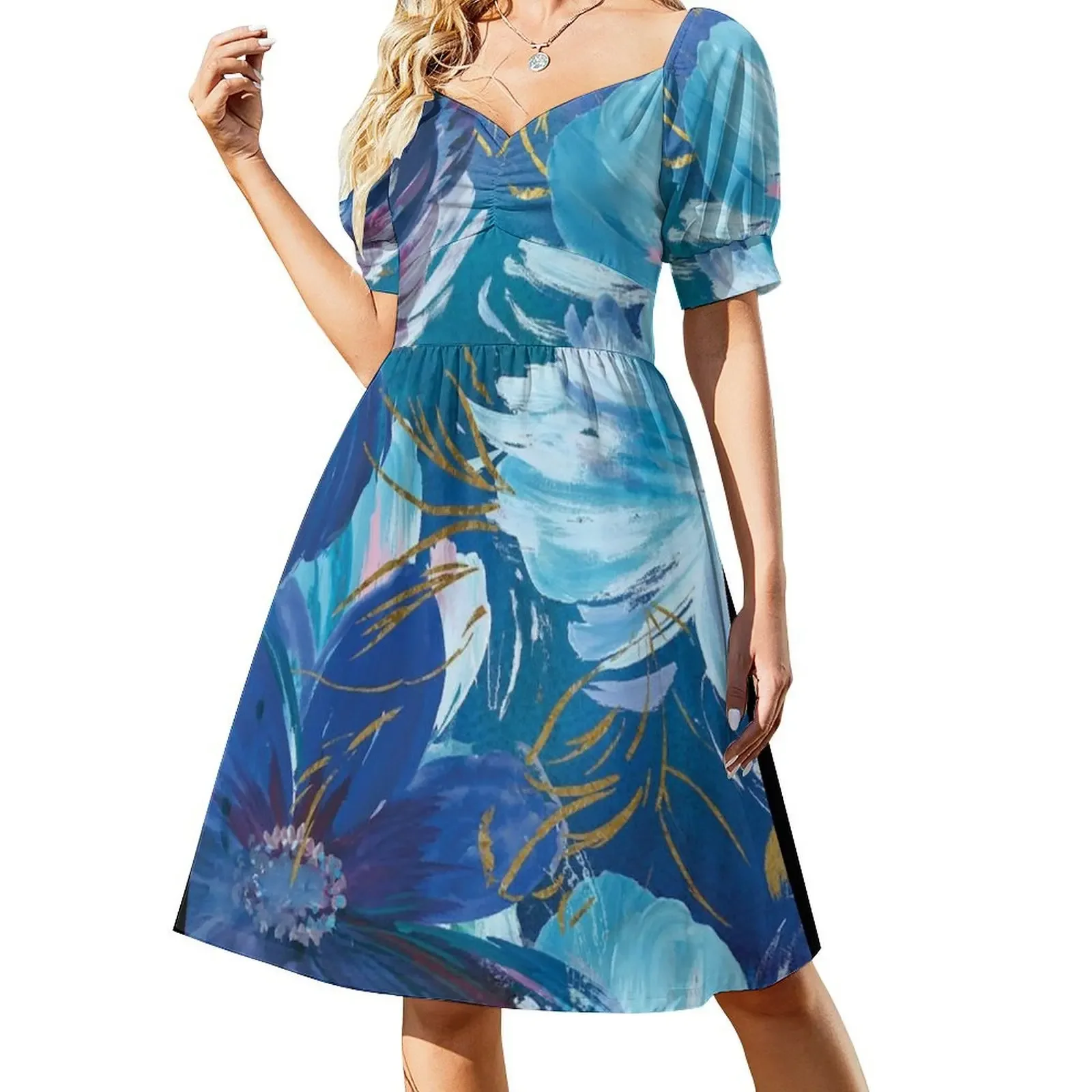 

Midnight Floral Short-Sleeved Dress dresses for womens Women long dress Dress