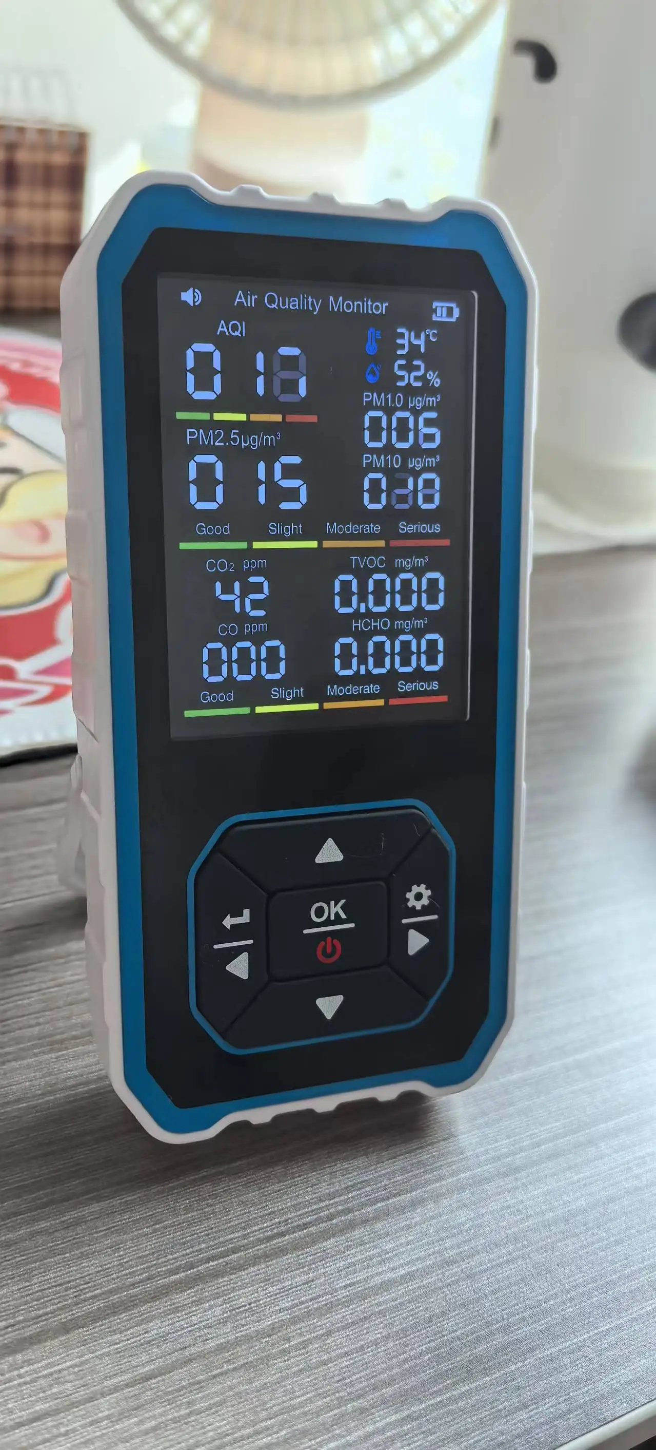 Carbon Monoxide Detector Home CO2 Indoor Air Quality Monitor for TVOC HCHO Temp Large Color Screen USB Charging Cars PL공기질측정기