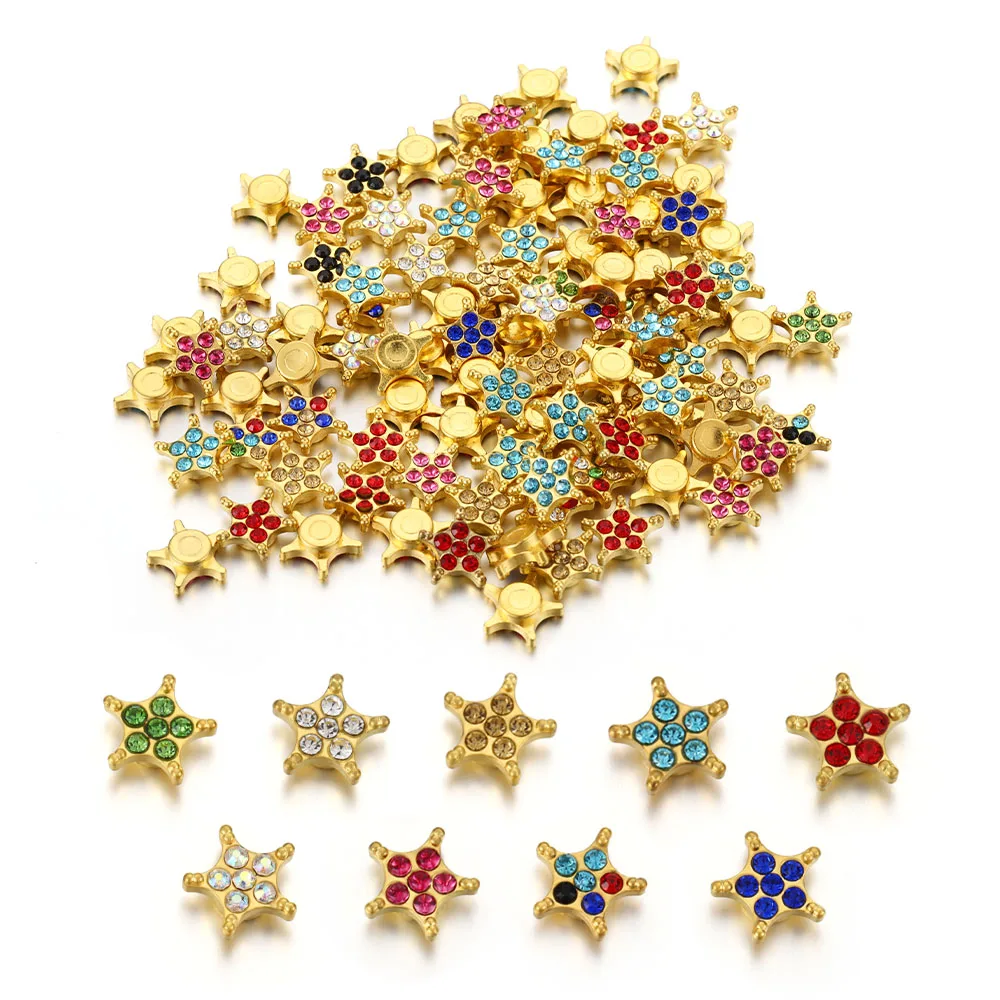 50Pcs Pentagram Rhinestone Beads Chip 11mm Crystal Star Loose Bead for DIY Hairpin Jewelry Making Dress Accessories Wholesale