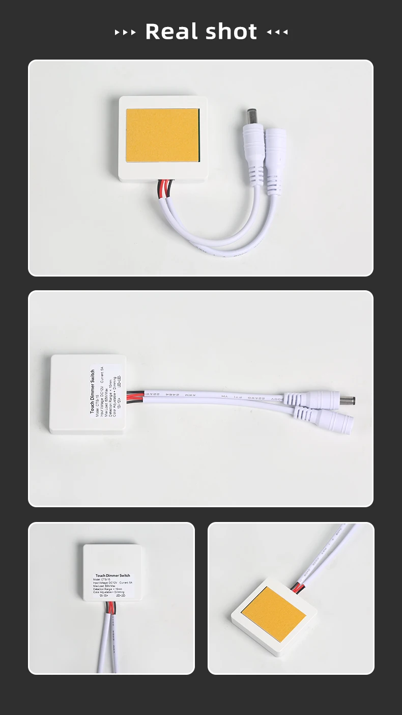 Ultradünner, durch Holz, Marmor, Keramik dringender, berührungsempfindlicher Schalter 12V 5A 60W LED-Touch-Sensor mit stufenloser Dimmfunktion – Detail 6