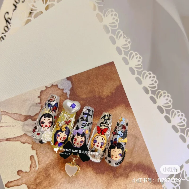 Relief nail Stickers Love Enchanting Cooperation 5d Japanese Sticker Puppet Doll Ornament