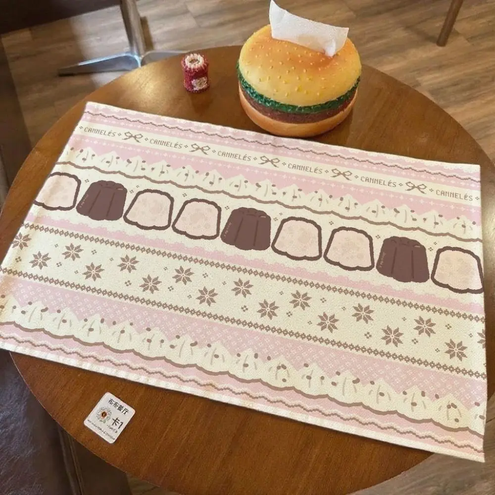 New High Quality Vintage Strawberry Cake Desk Pad Linen-cotton Non-Slip Tablecloth Cartoon Gift Table Mat Desktop Decoration