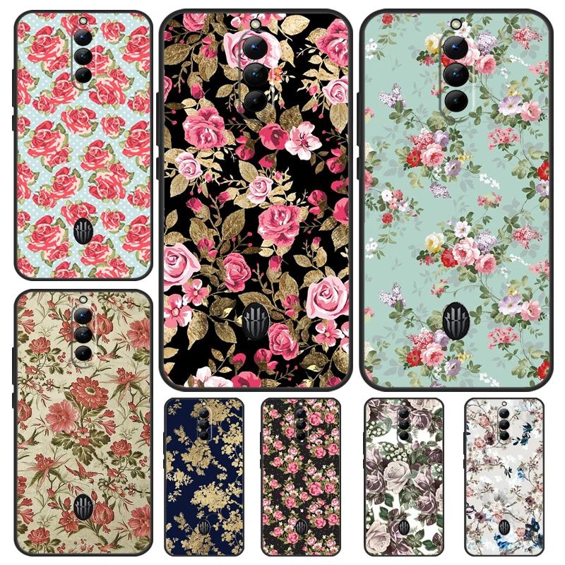 Floral Chic Roses Tulips Garden Case For Nubia Red Magic 8S Pro Plus Red Magic 8 Pro 6 7 6S 7S Pro 5G 5S 6R Cover Coque