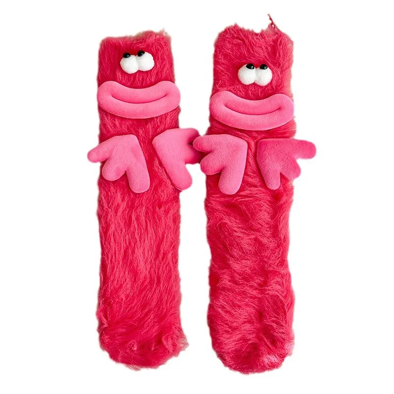 Girls\' autumn and winter long socks cute and funny socks floor socks home furry coral velvet socks winter warm socks