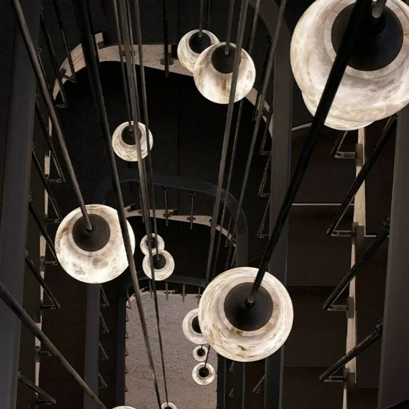 Modern Natural Marble White Small Pendant Luxury Living Room Bedroom Restaurant Marble Chandelier Designer High-end Lamps