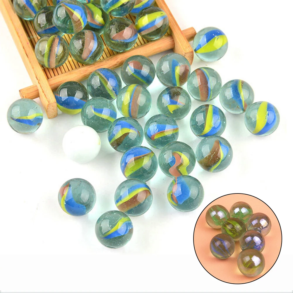 50pcs 14MM Cat Eye Petal Glass Marble Catapult Marble Colored Pattern Glass Beads Transparent Marble Ball Children's Toy view 3
