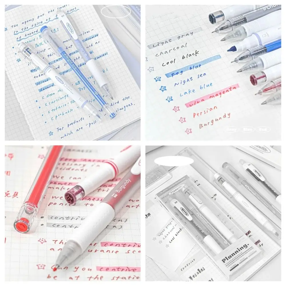 

3 Pcs/set Smoothly Writting Press Gel Pen Creative Quick-Drying Gel Ink Pens Red Blue Gray Ink Multicolor Signature Pen