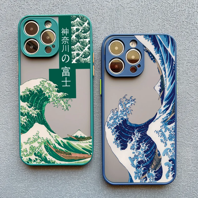 Fashion Japan The Great Wave Of Kanagawa Phone Case For iPhone XS X XR 13 12 Mini 11 14 15 16 Pro Max 7 8 Plus Cover Art Fundas