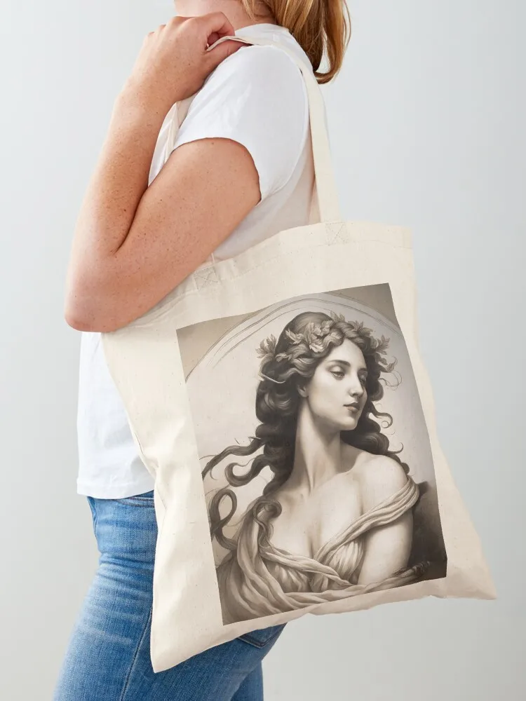 Antique Sketch of Aphrodite, Ancient Greek Goddess of Love and Beauty Tote Bag tote custom canvas Canvas