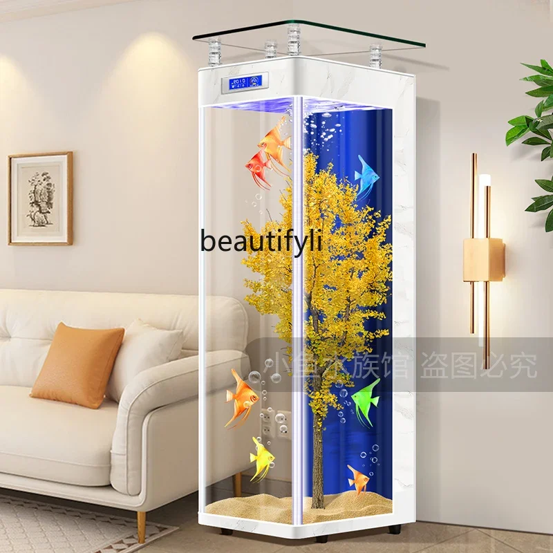 

Light Luxury Fish Tank New Living Room Small Floor Vertical Fish Globe Change Water Ecological Aquarium