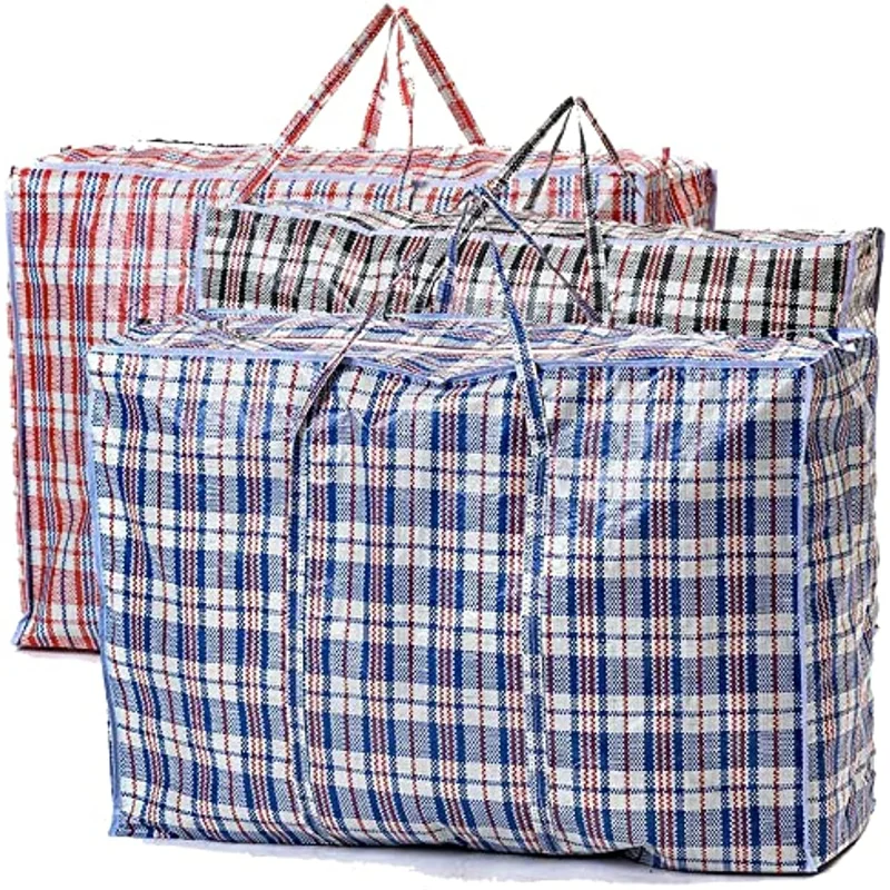 Sacs de rangement extra larges, robustes et durables, idéaux pour la lessive, le déménagement, les courses, le stockage, sac réutilisable avec fermeture éclair 2027