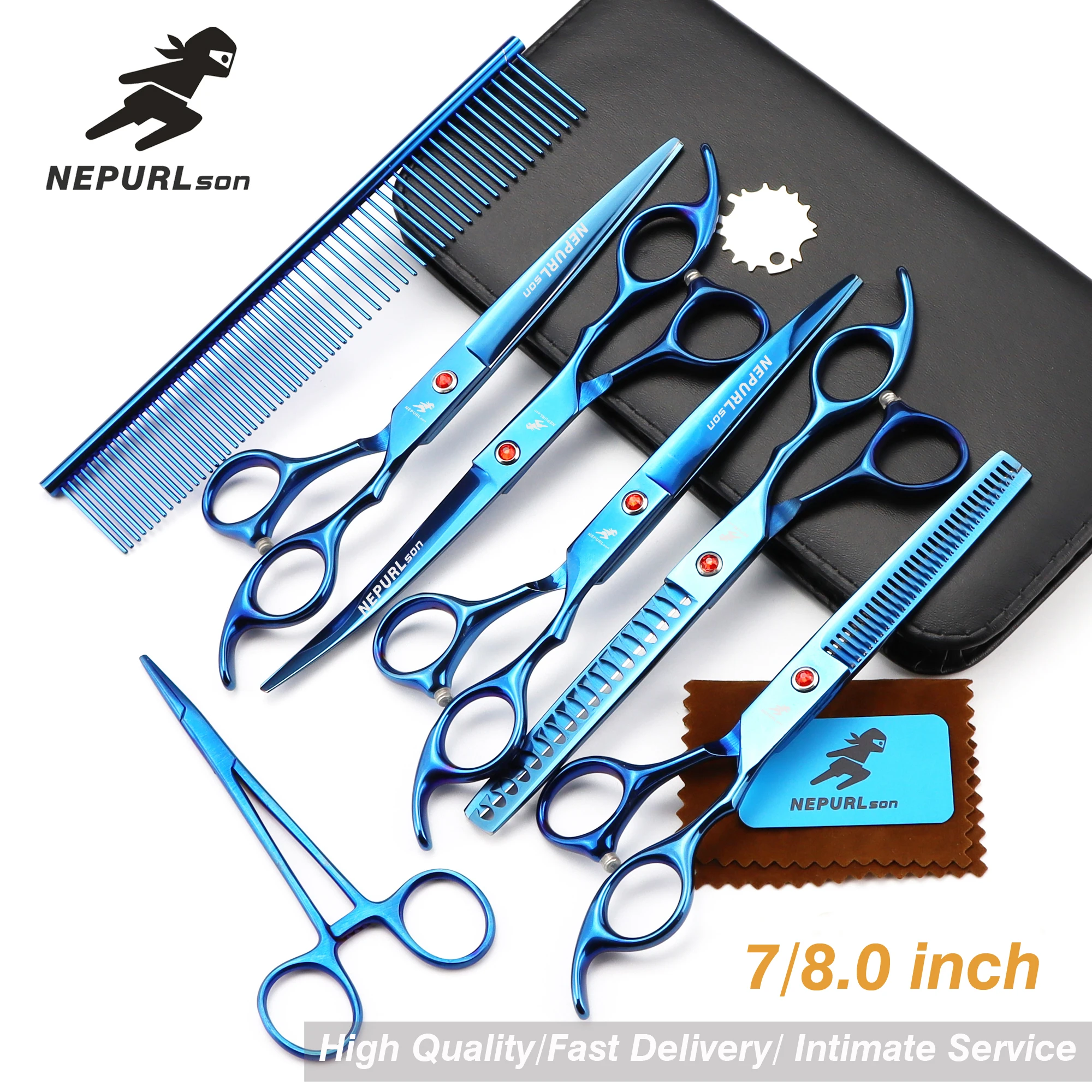 

7/8.0 inch Pet grooming scissors set straight cut teeth cut fish bone scissors prt grooming