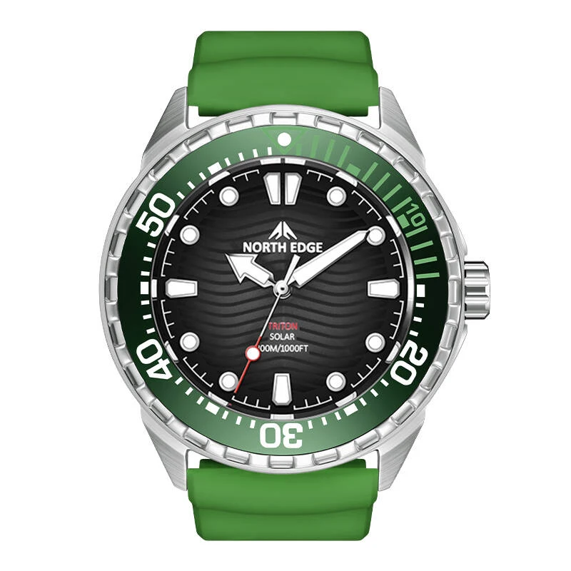 NORTH EDGE TRITON Solar Powered Digital Watch For Men Luxury Quartz Diving Watch 316L Stainless Steel Case Waterproof 300M Dive image 3