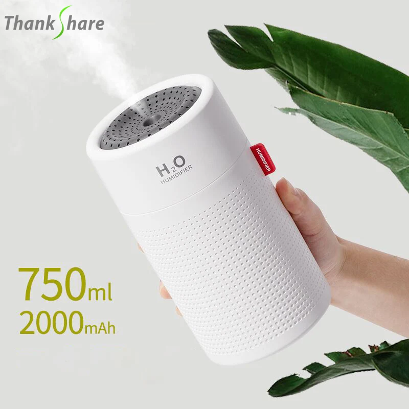 750ml Wireless Air Humidifier USB Portbale Aroma Diffuser 2000mAh Battery Rechargeable Umidificador Essential Oil Humidificador