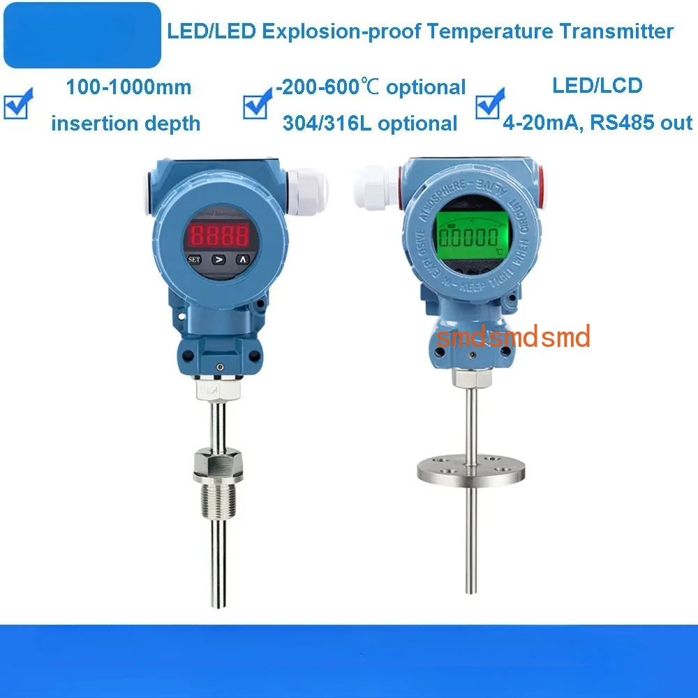 Digital Display integrated temperature transmitter sensor 4-20MA explosion-proof field display thermal resistance PT100