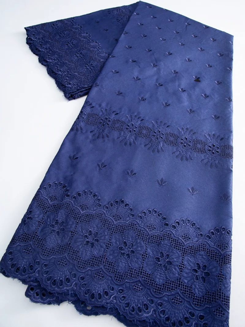 

2025 Embroidered Cotton African Dry Lace Fabric High Quality 2.5 Yard Swiss Voile Lace Fabric Nigerian Lace Fabric for Men Dress