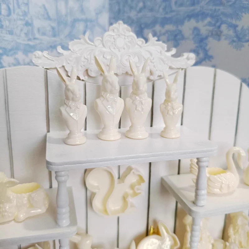 1/6 Modello di casa delle bambole Accessori per mobili Vaso da fiori da giardino Coniglio Cigno Ornamento in miniatura 1/12 Bjd Ob11 Blyth Soldier Lol Decor