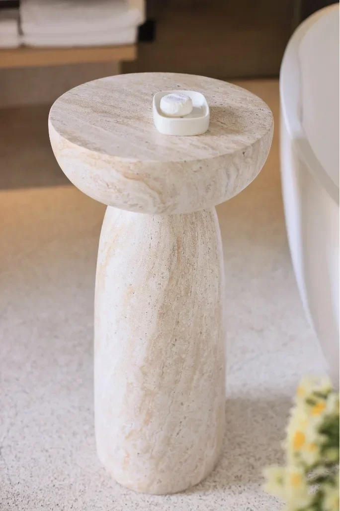, Living Room Muebles Magnesium Oxide Side Table, Small Round Coffee Table , Accent Table , Stylish Decor for Bedroom
