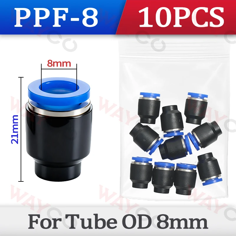 10 Stück pneumatische Steckverbinder, Schnellkupplung, Kunststoff-PPF-Rohrkappe, PP-Verschlussstopfen, 4 mm, 6 mm, 8 mm, 10 mm, Luftschlauch-Dichtungsverbinder