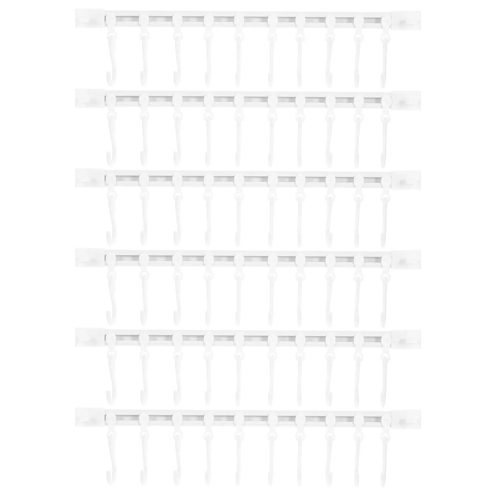 6Sets Modern Slide Rail Hook System Self-Adhesive No-Punch Wall Hook Rack for Kitchen Under Cabinet Bathroom Bedroom