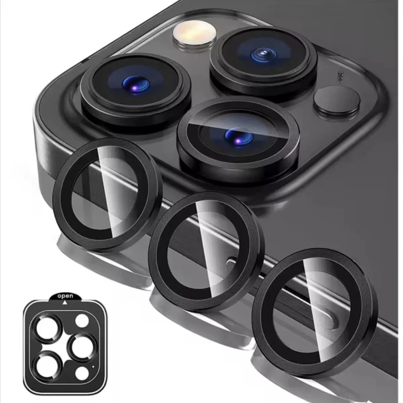 CD-Muster Kameraobjektivschutz für iPhone 17 16 15 14 13 Pro Max Air Plus Vollständige Abdeckung Metallring Klarglas Kratzfest