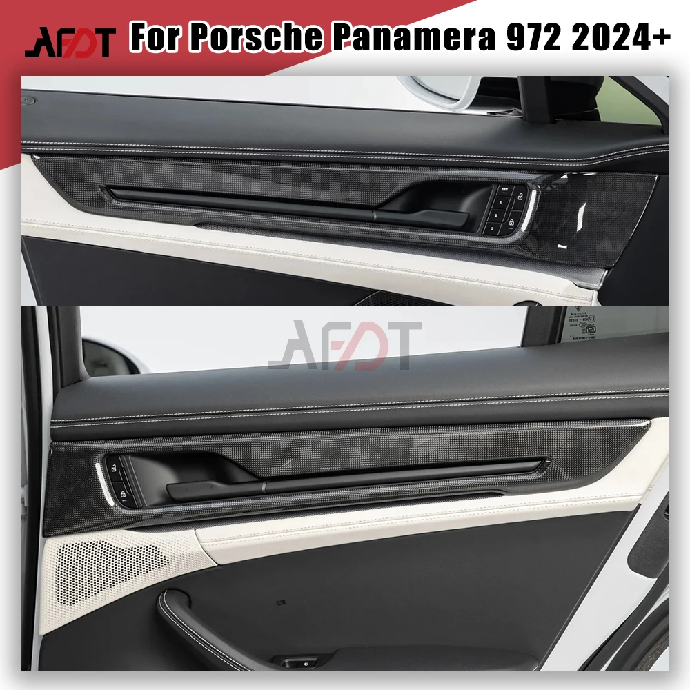 

LHD и RHD для Porsche Panamera 972 4S GTS Turbo S 2024-2026 гг. E-гибридная центральная передняя и задняя дверная панель из настоящего углеродного волокна полотняного переплетения