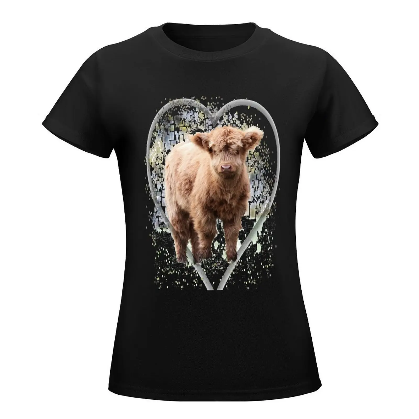 I Love Mooplets - baby Highland Coo T-Shirt Short sleeve tee oversized female t shirt dress Women