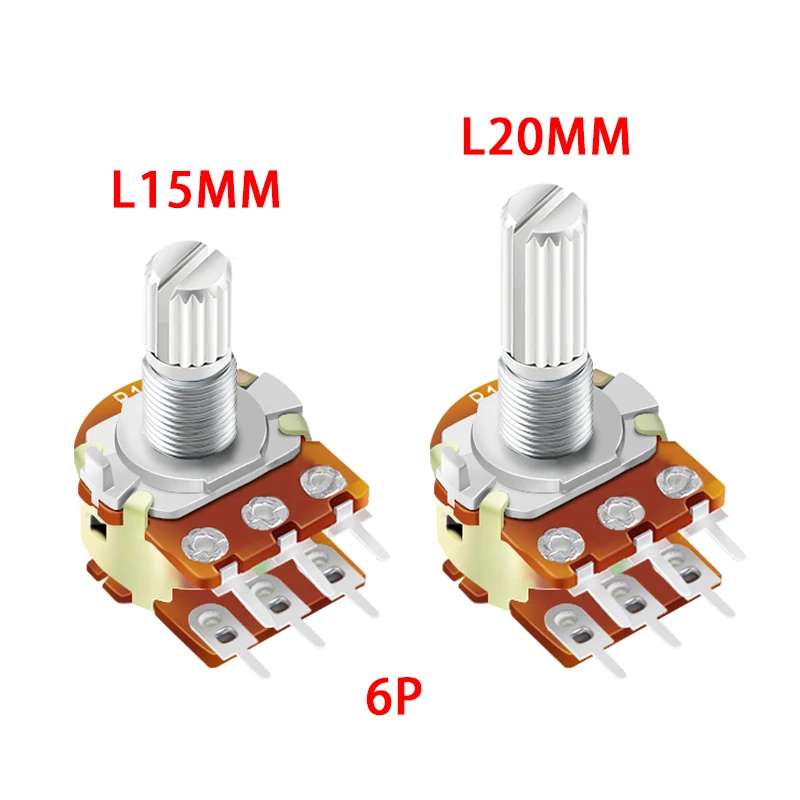 WH148 Linear Potentiometer 15/20mm Shaft With Nuts And Washers 3pin 6pin WH148 B1K B2K B5K B10K B20K B50K B100K B250K B500K B1M