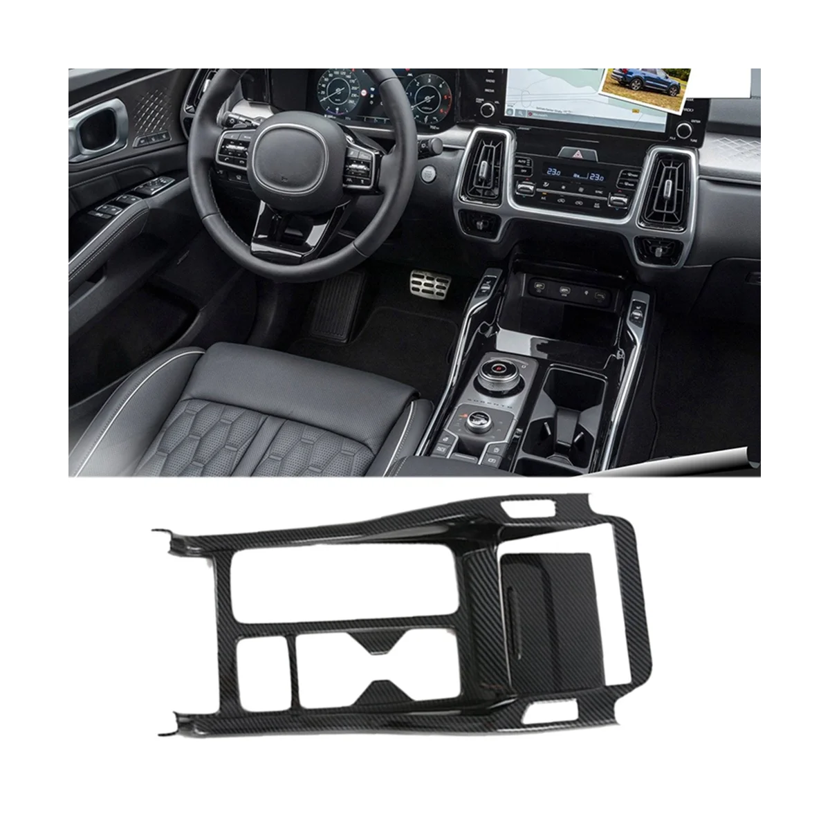 

Carbon Fiber Gear Shift Panel Center Console Cover Trim Frame for Kia Sorento MQ4 2020 2021 2022