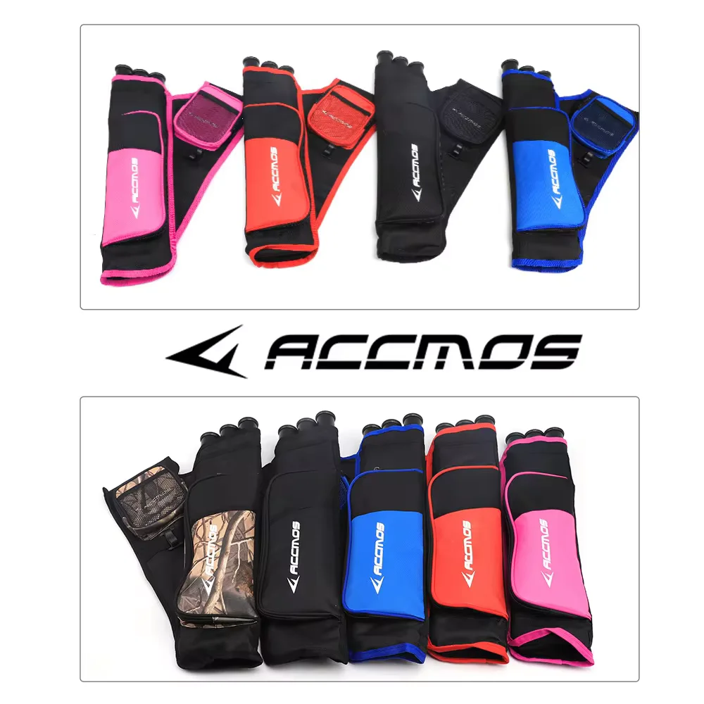 ACCMOS 3-Tubes Archery Arrows Quiver Holder Portable Back Bag with Adjustable Belt