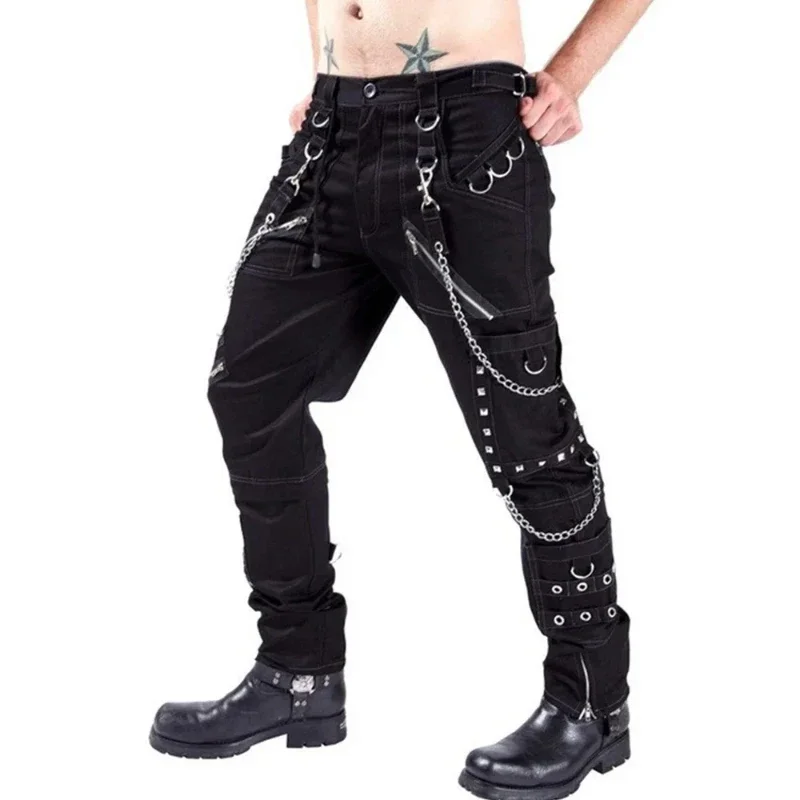 Foreign Trade Personality Casual Trousers Men Gothic Pants Punk Rock Bondage Pants