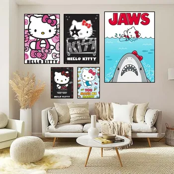 Kawaii Hello Kitty Poster ev odası dekor estetik sanat duvar tablosu çıkartmalar