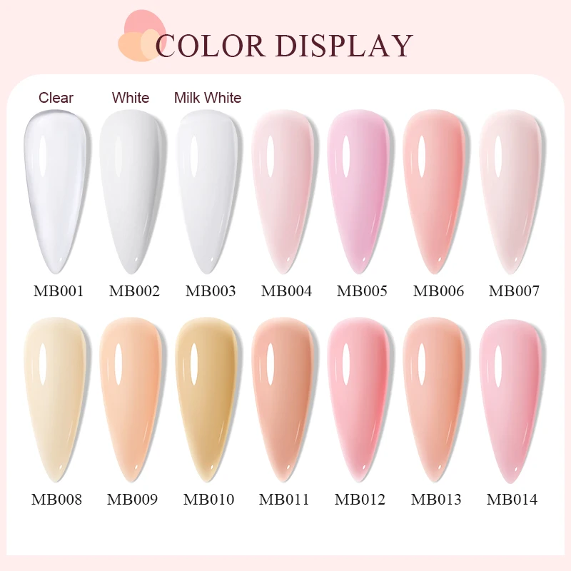 MEET ACROSS 20ml Hard Extension Nail Gel System Milky White Pink Transparent Builder Nail Art Varnishes Gel for Manicure Design