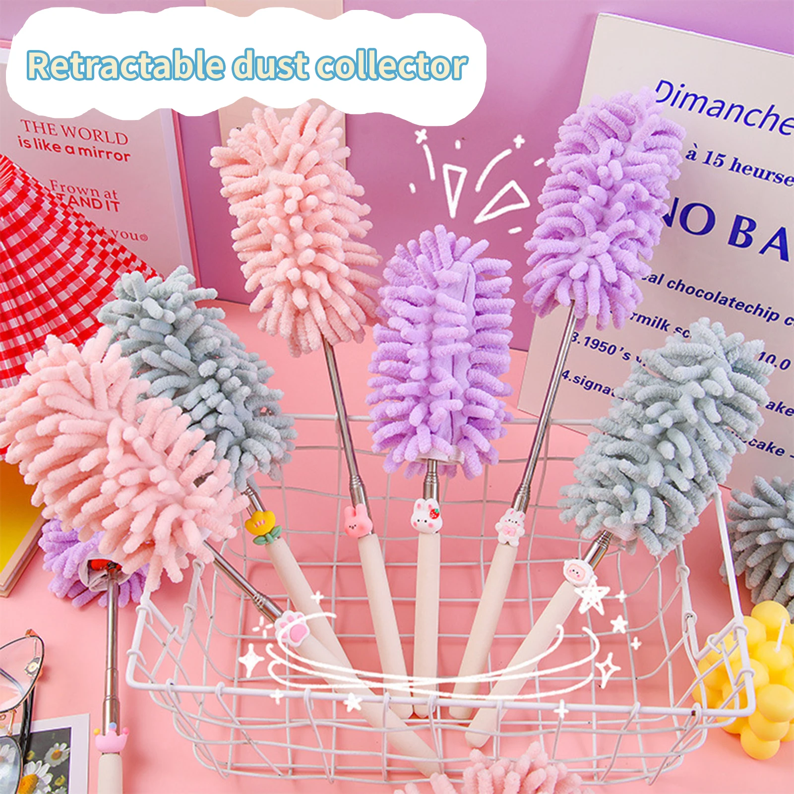 Hot Sale Telescopic Microfibre Duster Extendable Cleaning Home Car Cleaner Dust Handle Dust Mites Portable Dusting Brush