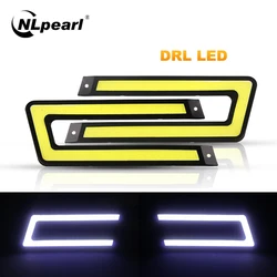 Nlpearl 2pcs Car Light Assembly DRL Led COB Car LED Daytime Running Light for Car Offroad SUV Auto LED External Driving Fog Lamp