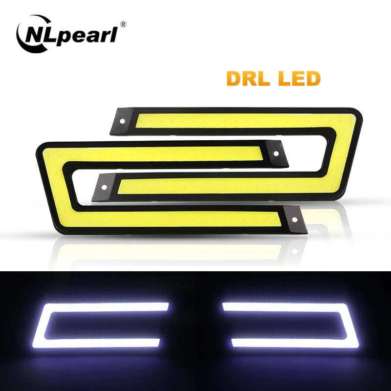 Nlpearl 2x Car Light Assembly DRL Led COB Car Daytime Running Lights Waterproof 12V For Auto External Running Light Car Styling