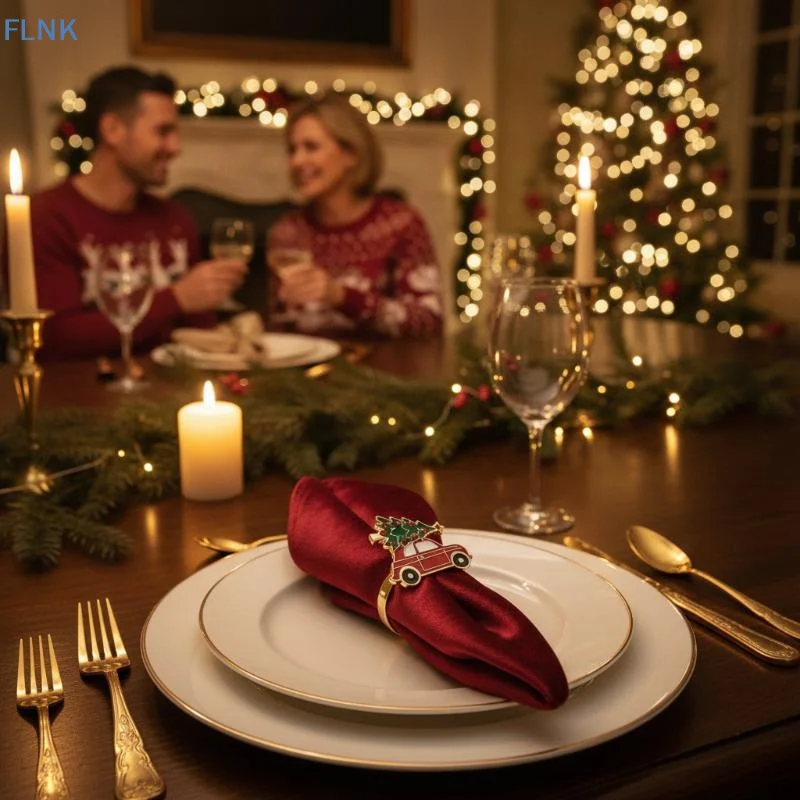 【KC】Christmas Napkin Rings Exquisite Snowflake Xmas Tree Napkin Holders for Restaurant Holiday Dining Table Decor
