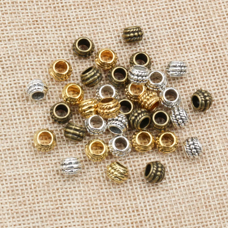 8x6mm 30pcs Hole Size 3.7mm Antique Gold Bronze Silver Plated Ball Handmade Charms Pendant Jewelry Making for Bracelet Necklace