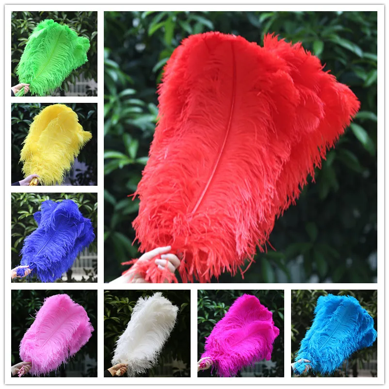 

Wholesale 500pcs Natural Ostrich Feathers For Crafts 55-60CM Natural White Big pole Ostrich Feather Wedding Decorations Plumes