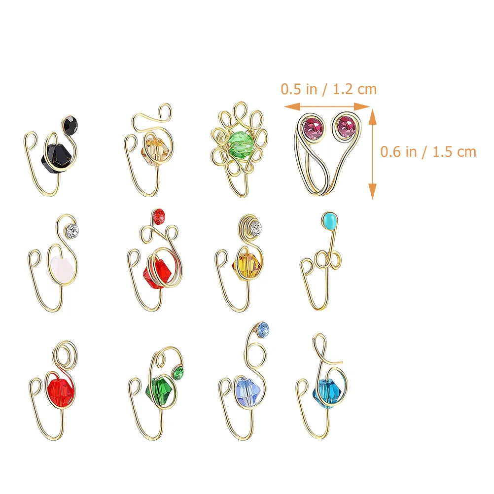 

12Pcs Rhinestone Nose Cuffs for Women Fake Nose Ring Non Pierced Jewelry Gift for Mother's Day Valentine's Day